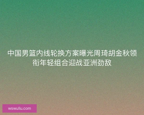 中国男篮内线轮换方案曝光周琦胡金秋领衔年轻组合迎战亚洲劲敌